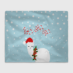 Плед флисовый Лама в роли Санта Клауса, цвет: 3D-велсофт