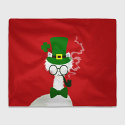 Плед флисовый Лама - альпака в день Патрика, цвет: 3D-велсофт