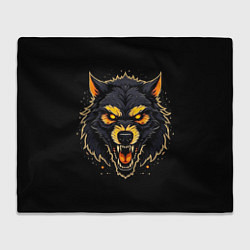 Плед флисовый Волк чёрный хищник, цвет: 3D-велсофт