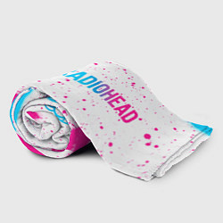 Плед флисовый Radiohead neon gradient style по-горизонтали, цвет: 3D-велсофт — фото 2