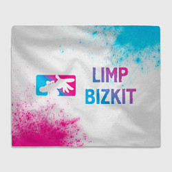 Плед флисовый Limp Bizkit neon gradient style по-горизонтали, цвет: 3D-велсофт