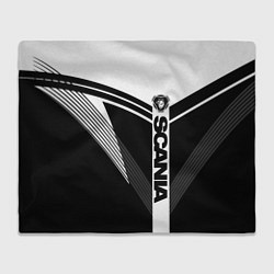 Плед флисовый Scania логотип на абстрактном фоне, цвет: 3D-велсофт