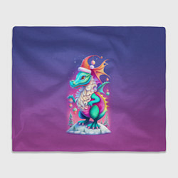 Плед флисовый Новогодний дракончик - нейросеть, цвет: 3D-велсофт
