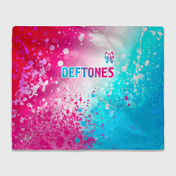 Плед флисовый Deftones neon gradient style посередине, цвет: 3D-велсофт