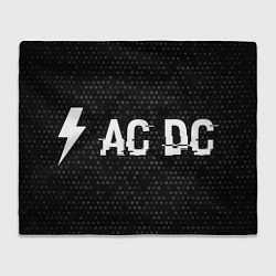 Плед флисовый AC DC glitch на темном фоне по-горизонтали, цвет: 3D-велсофт