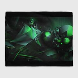 Плед флисовый Геометрическая текстурная зеленая абстракция, цвет: 3D-велсофт