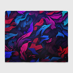 Плед флисовый Синие и фиолетовые яркие краски, цвет: 3D-велсофт