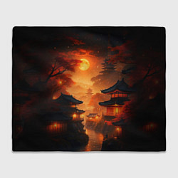 Плед флисовый Мрачная япония - пейзаж, цвет: 3D-велсофт