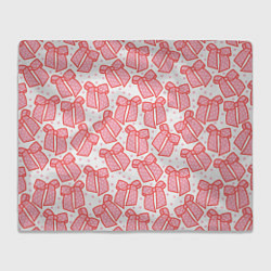 Плед флисовый Узор с розовыми бантами в горошек, цвет: 3D-велсофт