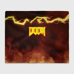 Плед флисовый Doom storm огненное лого, цвет: 3D-велсофт