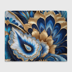 Плед флисовый Королевский синий с золотом, цвет: 3D-велсофт