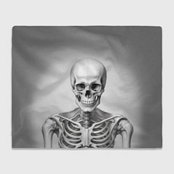 Плед флисовый Скелет черно белый, цвет: 3D-велсофт