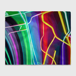 Плед флисовый Абстрактные цветные полосы - композиция, цвет: 3D-велсофт