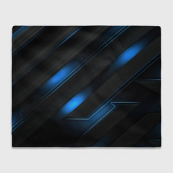 Плед флисовый Синий неоновый яркий свет на черном абстрактном фо, цвет: 3D-велсофт