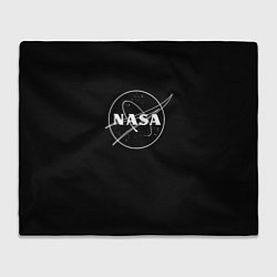 Плед флисовый NASA белое лого, цвет: 3D-велсофт