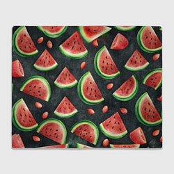 Плед флисовый Паттерн красные дольки арбуза, цвет: 3D-велсофт