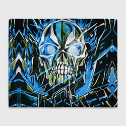 Плед флисовый Синий адский череп, цвет: 3D-велсофт