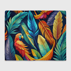 Плед флисовый Пёстрые пёрышки попугаев, цвет: 3D-велсофт