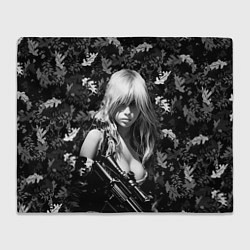 Плед флисовый Блондинка с винтовкой, цвет: 3D-велсофт