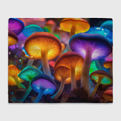 Плед флисовый Неоновые светящиеся грибы, цвет: 3D-велсофт