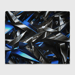 Плед флисовый Синие и серебряные вставки абстракции, цвет: 3D-велсофт