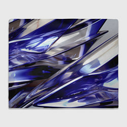 Плед флисовый Синие и белые полосы абстракции, цвет: 3D-велсофт