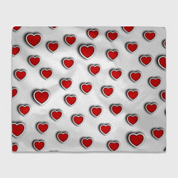 Плед флисовый Стикеры наклейки объемные сердечки, цвет: 3D-велсофт
