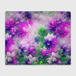 Плед флисовый Паттерн цветов, цвет: 3D-велсофт