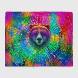 Плед флисовый Цветной медведь, цвет: 3D-велсофт