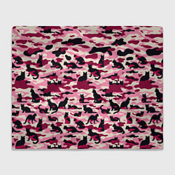 Плед флисовый Камуфляжные розовые котики, цвет: 3D-велсофт
