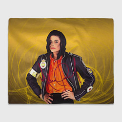 Плед флисовый Michael Jackson на золотом фоне с графикой, цвет: 3D-велсофт