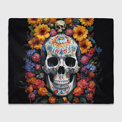 Плед флисовый Bright colors and a skull, цвет: 3D-велсофт