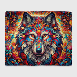 Плед флисовый Красочный волк, цвет: 3D-велсофт