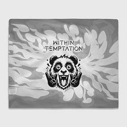 Плед флисовый Within Temptation рок панда на светлом фоне, цвет: 3D-велсофт