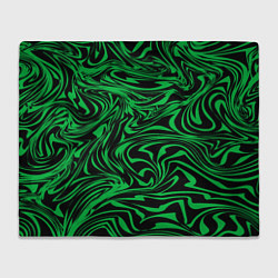 Плед флисовый Узор на черном фоне с ярким зеленым абстрактным ди, цвет: 3D-велсофт