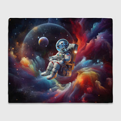 Плед флисовый Космонавт далматинец в неоновой галактике, цвет: 3D-велсофт