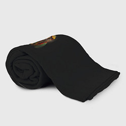 Плед флисовый Лев хиппи с дредами на черном фоне, цвет: 3D-велсофт — фото 2