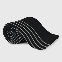 Плед флисовый Чёрный в белую тонкую полоску, цвет: 3D-велсофт — фото 2