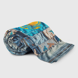 Плед флисовый Пэчворк джинсы в Казахстане, цвет: 3D-велсофт — фото 2