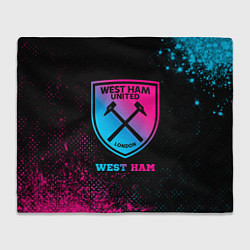 Плед флисовый West Ham - neon gradient, цвет: 3D-велсофт