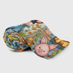 Плед флисовый Прикольный телёнок и его друзья - пэчворк, цвет: 3D-велсофт — фото 2