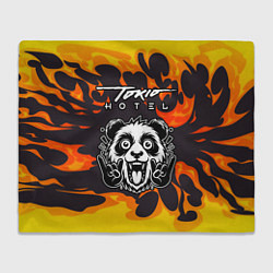 Плед флисовый Tokio Hotel рок панда и огонь, цвет: 3D-велсофт