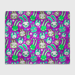 Плед флисовый Разноцветные зайцы, цвет: 3D-велсофт