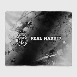 Плед флисовый Real Madrid sport на темном фоне по-горизонтали, цвет: 3D-велсофт