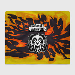 Плед флисовый Five Finger Death Punch рок панда и огонь, цвет: 3D-велсофт