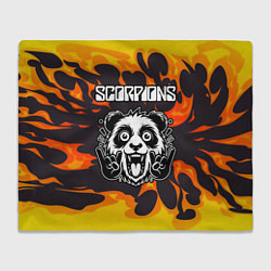 Плед флисовый Scorpions рок панда и огонь, цвет: 3D-велсофт