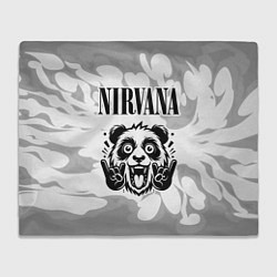 Плед флисовый Nirvana рок панда на светлом фоне, цвет: 3D-велсофт