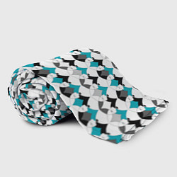 Плед флисовый Разноцветный черный голубой с белым геометрический, цвет: 3D-велсофт — фото 2