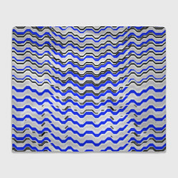 Плед флисовый Black and blue stripes on a white background, цвет: 3D-велсофт
