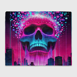 Плед флисовый Pixel skull blast brain - cyber city ai art, цвет: 3D-велсофт